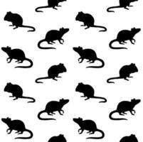 Vector seamless pattern of rats mice silhouette