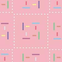 Seamless pattern with rectangle shape, multi-colored on pink background. Vector illustration.