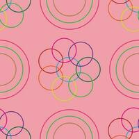 Seamless pattern with circle shape, multi-colored on pink background. Vector illustration.