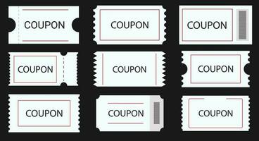 Various illustration options for coupon promotion. coupon set, discount, gift coupon. Tickets, ticket template, example. Vector. vector