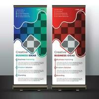 Modern and Creative colorful roll up standee banner design template vector