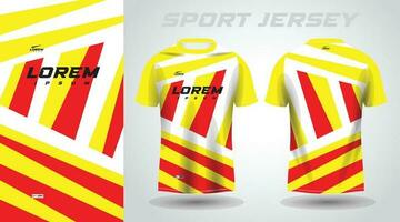 red yellow shirt soccer football sport jersey template design mockup vector