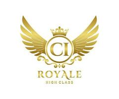 Golden Letter CI template logo Luxury gold letter with crown. Monogram alphabet . Beautiful royal initials letter. vector