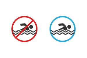 No swimming and swimming area icon sign vector design