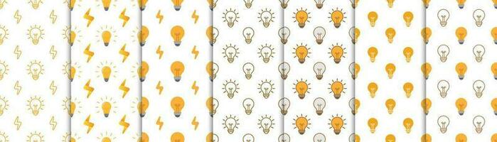 Light bulb electricity seamless pattern on white background vector design