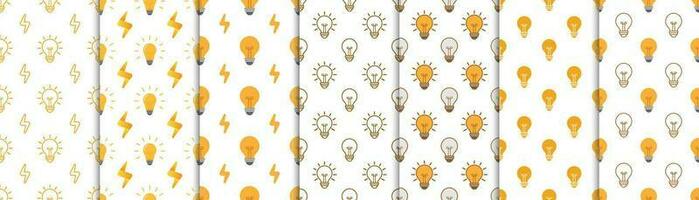 Light bulb electricity seamless pattern on white background vector design