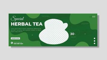 Herbal tea timeline cover design and web banner design vector template