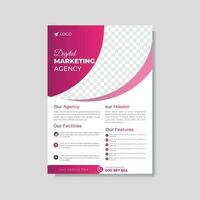 Modern corporate flyer A4 vector template for digital marketing agency, suitable for business poster layout, corporate banners, and leaflets, cover page, perfect for creative professional business.