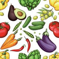 Colorful Seamless Pattern with fresh vegetables Food Pattern Background vector