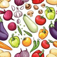 Colorful Seamless Pattern with fresh vegetables Food Pattern Background vector