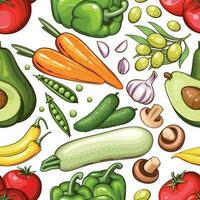 Colorful Seamless Pattern with fresh vegetables Food Pattern Background vector