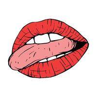 Vector red female lips sketch