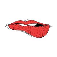 Vector red female lips sketch