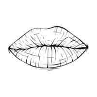 Vector lips sketch black and white