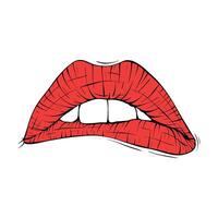 Vector red female lips sketch