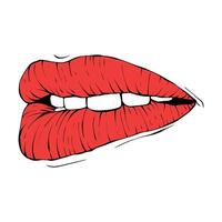 Vector red female lips sketch