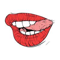 Vector red female lips sketch