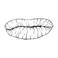 Vector lips sketch black and white