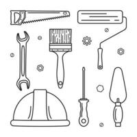 Vector illustration. A set of Labor Day icons in a linear style