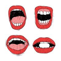 set open mouth collection vector