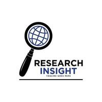 Research insight logo icon vector template. Research logo with simple and elegant magnifying glass symbol.