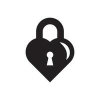 Locked Heart Icon Isolated on White Background vector
