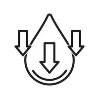 low water level icon with arrows, line vector