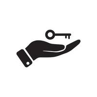 Hand with a key. Vector icon.