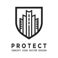Guardia proteger negocio concepto logo. proteccion seguridad icono signo. salvamento proteger símbolo. edificio construcción signo. seguridad icono. corporativo identidad. vector ilustración.