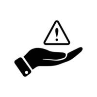 Installation and support icon, flat design best vector icon.Exclamation sign on the palm vector icon