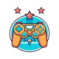 Abstract Joystick device emblem. Game switch controller logo. Handheld game console. Cartoon vector illustration isolated on white background