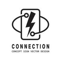 Network connection concept logo design. Lightning power energy line icon. Corporate identity. Vector illustration.