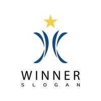 Winner Trophy Logo Template, Leadership And Competition Award Icon vector