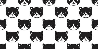 cat seamless pattern vector kitten pet calico repeat wallpaper tile background scarf isolated black