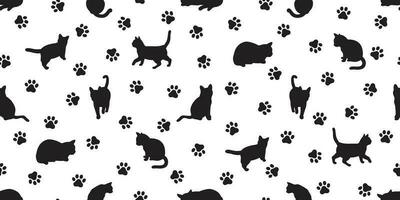 cat seamless pattern vector kitten paw calico pet repeat wallpaper scarf isolated tile background