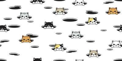 cat seamless pattern vector kitten calico hole pet repeat wallpaper scarf isolated tile background breed