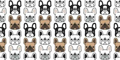 Dog seamless pattern french bulldog vector head puppy pet cartoon tile background repeat wallpaper scarf isolated illustration