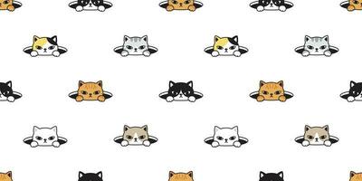 cat seamless pattern vector kitten calico pet hole repeat wallpaper scarf isolated tile background breed