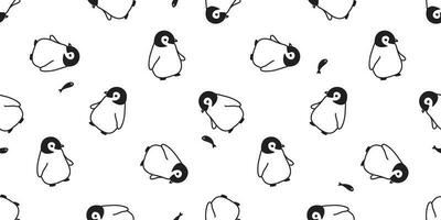 penguin Seamless pattern vector cartoon fish salmon bird repeat wallpaper tile background scarf isolated illustration