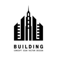 Building - vector logo. Real estate sign. Cityscape graphic concept illustration. Design element.