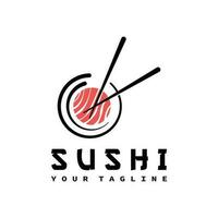 Sushi logo modelo vector icono para japonés comida ilustración diseño