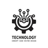 Technology gear concept business logo template design. Cogwheel mechanic sign. Computer network SEO icon. Search engine optimization. Line style. Graphic design element. Vector illustration