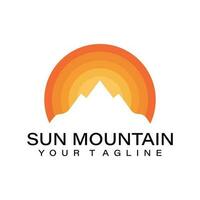 sol montaña logo diseño icono vector