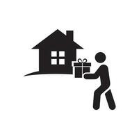 the postman delivers the parcel home illustration. Element of a logistic for mobile concept and web apps. Detailed illustration of the postman delivers home can be used for web on white background vector