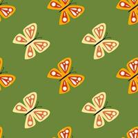 Simple stylized butterflies seamless pattern. Flying insect print. vector