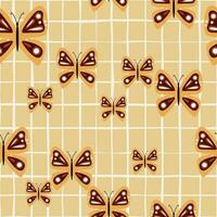 Simple stylized butterflies seamless pattern. Flying insect print. vector