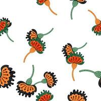 Cute stylized flower seamless pattern. Decorative naive botanical background. vector
