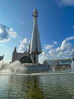 Moscow, Russia - June 30 , 2023 Vostok rocket model and Cosmos pavilion photo