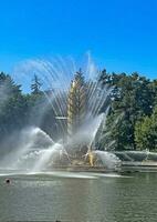 Moscow, Russia - June 20 , 2023 Fountain Golden Ear at the All-Russian Exhibition Center photo