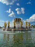 Moscow, Russia - June 30 , 2023 Fountain of Friendship of Peoples at the All-Russian Exhibition Center photo